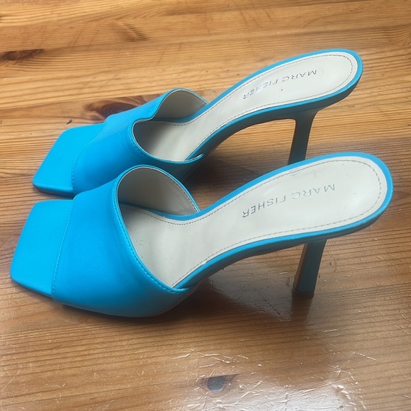 MARC FISHER 💙 Danita Heeled Sandal, slip on turquoise sky sea, Hawaiian Blue 8.5 - Picture 4 of 12